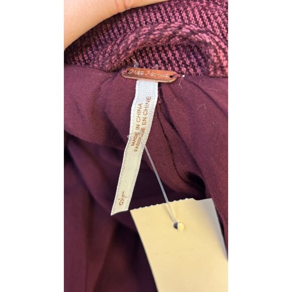 Free People Long Double-Breasted Coat Wine Red Size L - Picture 10 of 10